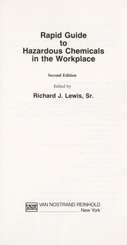 Cover of: Rapid guide to hazardous chemicals in the workplace by edited by Richard J. Lewis, Sr.