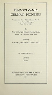 Pennsylvania German pioneers by Ralph Beaver Strassburger, Strassburger, Hinke