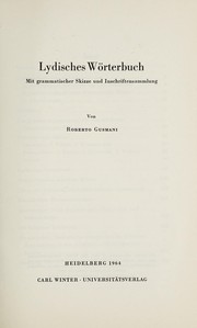 Cover of: Lydisches Wörterbuch: mit grammatischer Skizze und Inschriftensammlung.