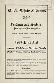 Cover of: 1924 price list of farm, field and garden seeds by D.A. White and Sons