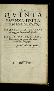 Cover of: La quinta essenza della ragion di stato by Traiano Boccalini
