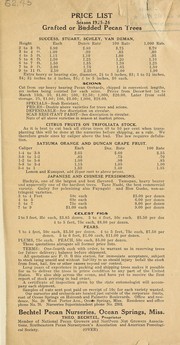 Cover of: Price list season 1925-26 | Bechtel Pecan Nurseries
