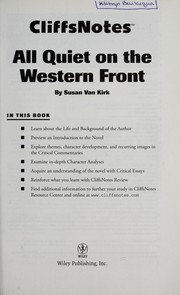 CliffsNotes Remarque's All quiet on the Western Front by Susan Van Kirk