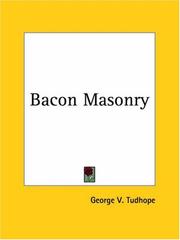 Cover of: Bacon Masonry by George V. Tudhope