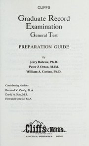 Cover of: Cliffs Graduate record examination general test preparation guide | Jerry Bobrow