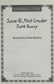 Cover of: Junie B., First Grader: Dumb Bunny (Junie B. Jones #27)