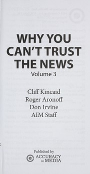 Cover of: Why you can't trust the news