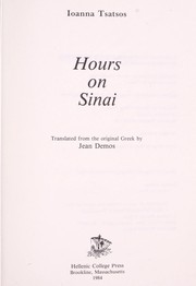 Cover of: Hours on Sinai by Iōanna Tsatsou