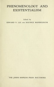 Cover of: Phenomenology and existentialism by Edward N. Lee