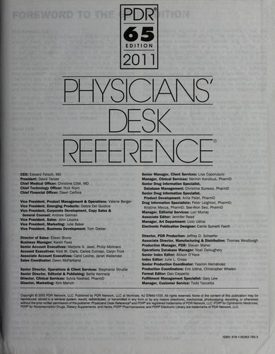 Physicians Desk Reference 2011 2010 Edition Open Library