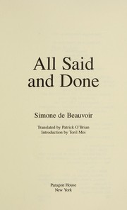 Cover of: All said and done by Simone de Beauvoir