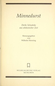 Cover of: Minnedurst: derbe Schwa nke aus altdeutscher Zeit