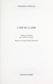 Cover of: L'art de la joie by Goliarda Sapienza