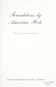 Cover of: Translations by American poets.