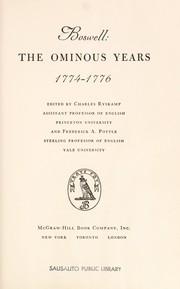 Cover of: Boswell: the ominous years, 1774-1776. | James Boswell