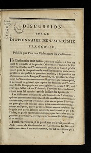 Cover of: Discussion sur le Dictionnaire de l'Acade mie franc ʹoise by Bossange, Masson et Besson