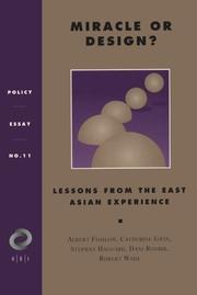 Cover of: Miracle or Design?: Lessons from the East Asian Experience (Overseas Development Council)