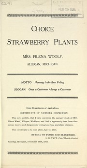 Cover of: Choice strawberry plants [catalog] | Mrs. Filena Woolf (Firm)