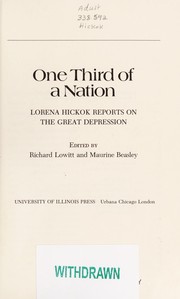 Cover of: One third of a nation by Lorena Hickok