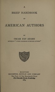 Cover of: A brief handbook of American authors by Oscar Fay Adams