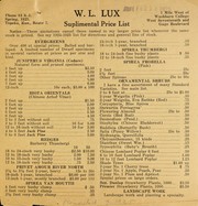 Cover of: Suplimental [sic] price list | W.L. Lux (Firm)