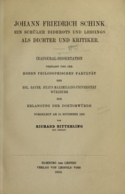 Cover of: Johann Friedrich Schink by Richard Bitterling