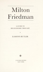 Cover of: Milton Friedman : a guide to his economic thought
