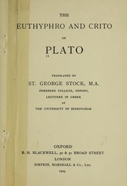 Cover of: The Euthyphro and Crito of Plato | Plato