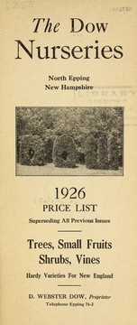 Cover of: 1926 price list superseding all previous issues [of] trees, small fruits, shrubs, vines, hardy varieties for New England by Dow Nurseries