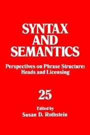 Cover of: Perspectives on Phrase Structure: Heads and Licensing, Volume 25 by Susan Deborah Rothstein