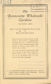Cover of: Data for co-operative stock list of recommended irises in the Bonnewitz Wholesale Gardens | Lee R. Bonnewitz (Firm)