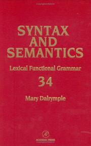 Cover of: Lexical functional grammar by Mary Dalrymple