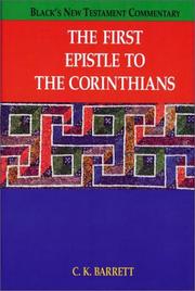 Cover of: First Epistle to the Corinthians | C. K. Barrett