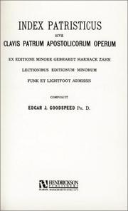 Cover of: Index Patristicus by Edgar J. Goodspeed