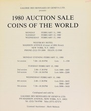Cover of: 1980 auction sale | Galerie des Monnaies of Geneva Ltd. (New York, N.Y.)