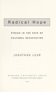 Cover of: Radical hope by Jonathan Lear