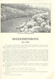 Cover of: Rhododendrons for 1926 | Morris Nursery Co