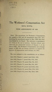Cover of: The workmen's compensation act, Nova Scotia by Nova Scotia