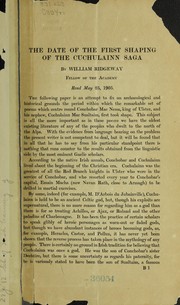 Cover of: The date of the first shaping of the Cuchulainn saga by Ridgeway, William Sir