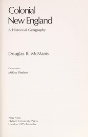 Cover of: Colonial New England by Douglas R. McManis