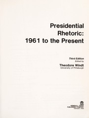 Cover of: Presidential rhetoric, 1961 to the present | 