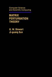 Cover of: Matrix perturbation theory by G. W. Stewart