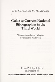 Cover of: Guide to current national bibliographies in the Third World