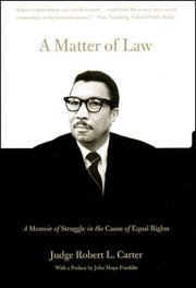 Cover of: A Matter of Law: A Memoir of Struggle in the Cause of Equal Rights