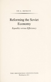 Cover of: Reforming the Soviet economy: equality versus efficiency