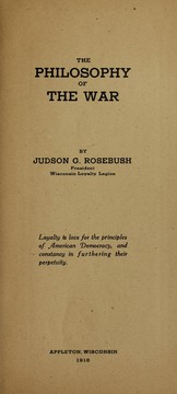 Cover of: The philosophy of the war
