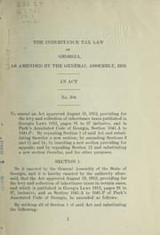 Cover of: The inheritance tax law of Georgia | Georgia
