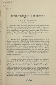 Cover of: Power transmission by friction driving | W. F. M. Goss