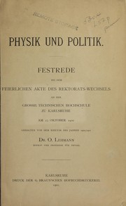 Cover of: Physik und politik by Otto Lehmann
