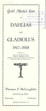 Cover of: Gold medal list of dahlias and gladiolus | Thomas F. McLoughlin (Firm)